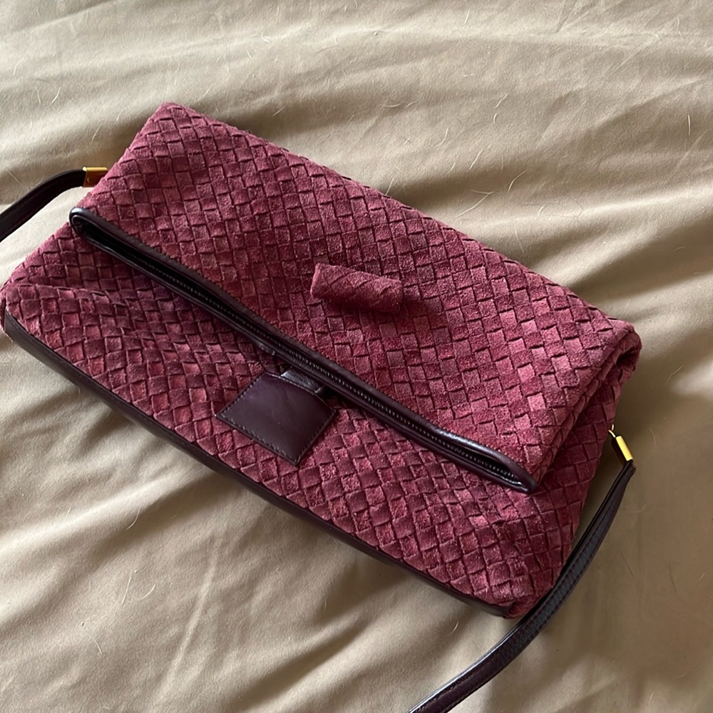 Maroon Suede Crossbody Bag